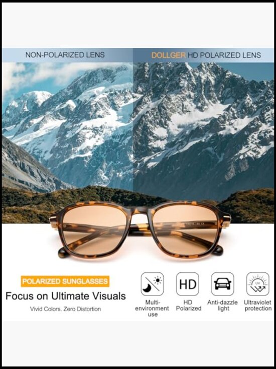 Polarized Sunglasses for Men Women Retro Square UV400 Protection TR Frame main image 6
